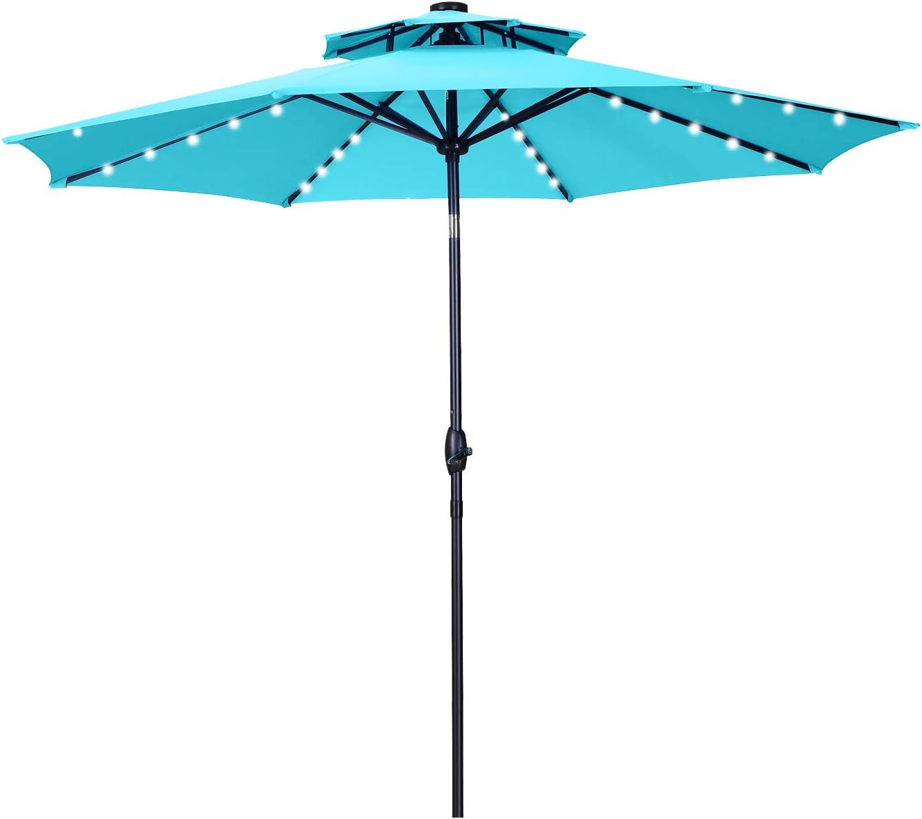 Amazon Com Outdoor Basic 2 Tiers Vented 10ft Patio Umbrella Lights Market Table Umbrella Offset Tilt With Crank Handle Blue Garden Outdoor