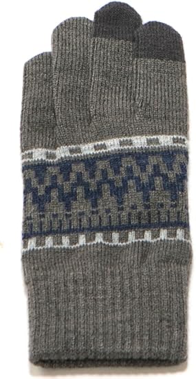 Amazon イチーナ 幾何柄ウール混手袋 3dニット スマホ対応 日本製 吸湿発熱素材 メンズ フリーサイズ グレー 手袋 通販