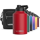 WATERSY 1 Gallon Water Bottle Insulated(Cold for 48 Hrs),BPA Free&Leak Proof,128oz Stainless Steel Water Jug,Big thermo,Large Water Bottle with Handle for Gym,Hiking,Camping&Travel,Red