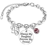 Gfhzdmf Gift for Daughter Stainless Bracelet Valentines Day Gifts for Daughters Birthday Gift For Step Daughters Her from Mother Graduation Anniversary Christmas Birthday Gifts for Women Silver Chain