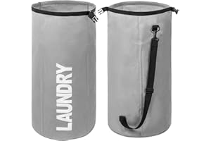 WOWLIVE Extra Large Foldable Laundry Bag Laundry Basket Collapsible Laundry Hamper Backpack Liner Dirty Clothes Hamper Standing Waterproof Hampers for Dorm Room (Gray)