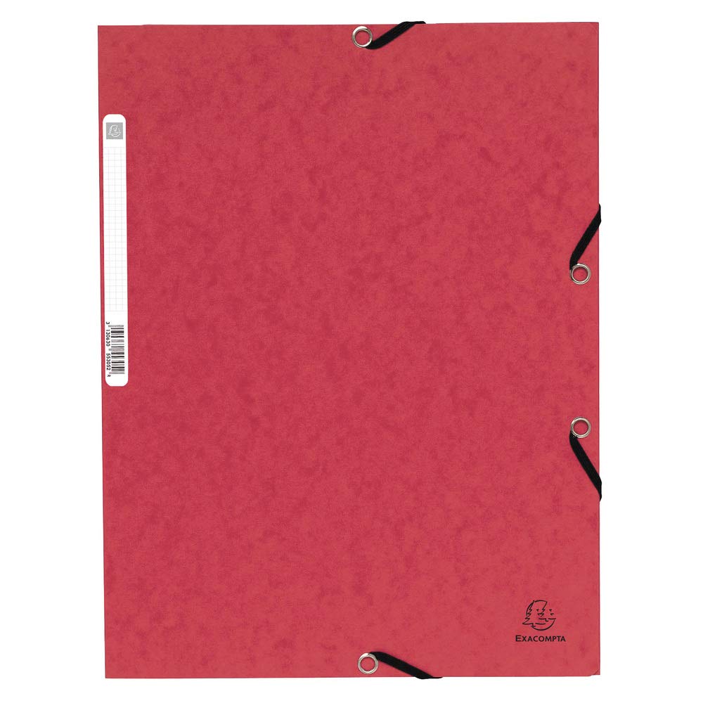 Exacompta - Ref. 55305E - 1 folder with elastic bands - pocket with 3 flaps - in glossy card 355 g/m2 - dimensions 24 x 32 cm for documents in A4 format - red color