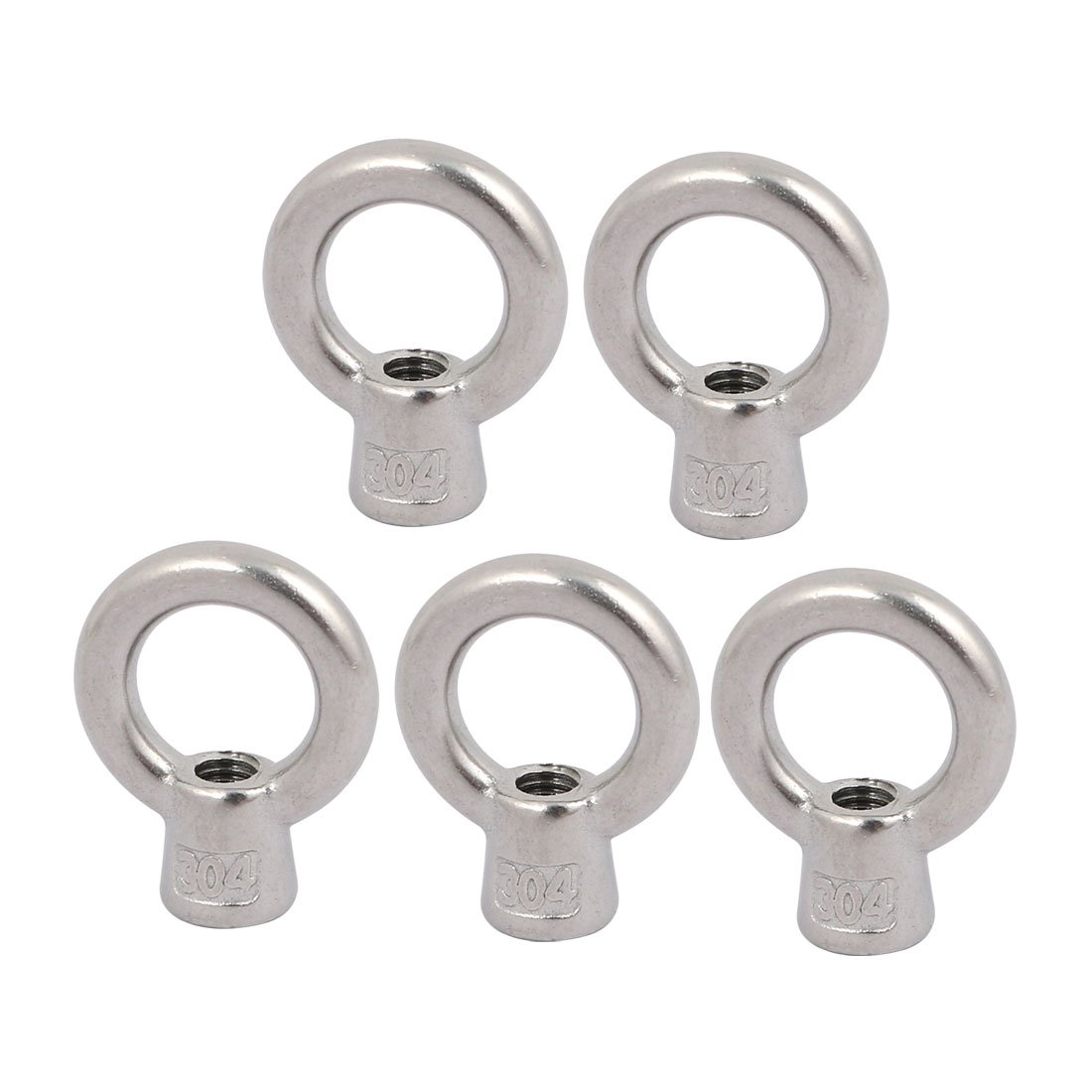 sourcingmap Lifting Eye Nut M6 Female Thread 33mm Height 304 Stainless Steel Round Shape for Rope Fitting Pack of 5