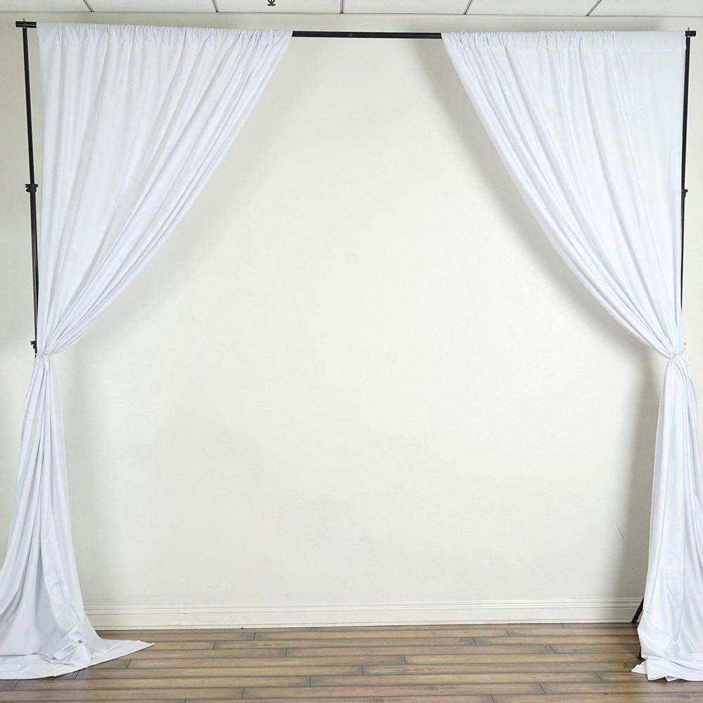 AK TRADING CO. 10 feet x 8 feet IFR Polyester Backdrop Drapes Curtains Panels with Rod Pockets - Wedding Ceremony Party Home Window Decorations - White