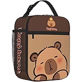 Qodwnep Cute Capybara Lunch Bags Reusable Insulated Lunch Box Portable Zipper Cooler Tote Bag for Boys Girls Men Women Work Picnic School Camping Beach,Color 1
