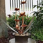 Sunnydaze Copper Flower Blossoms Outdoor Garden Water Fountain, 28 Inch Tall