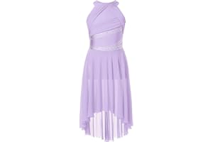 easyforever Kids Girls Sleeveless Shiny Rhinestone Lyrical Ballet Leotard Dress Contemporary Modern Latin Dance Costume