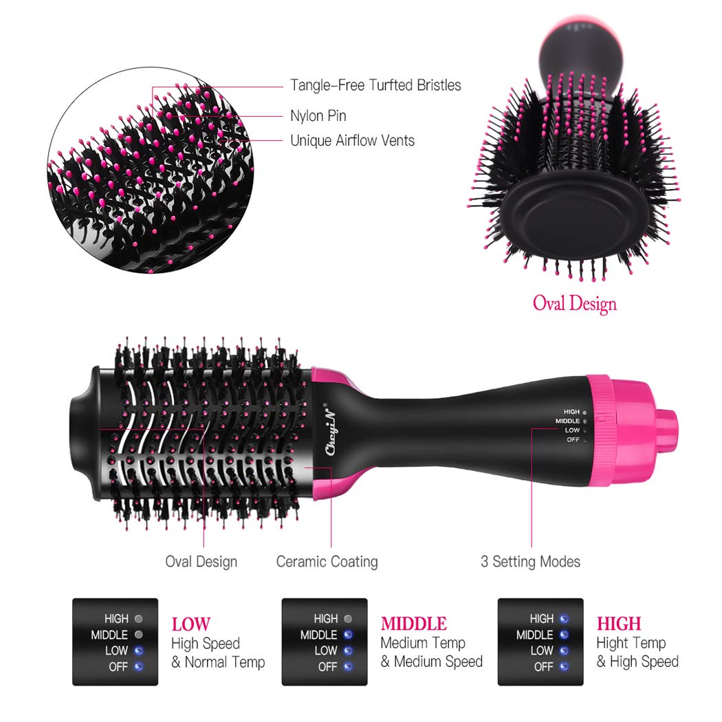 Hot Air Brush, CkeyiN One Single Step Hair Dryer and Volumizer Professional Salon Styling Tools & Appliances Blow Dryer Styler Brush for All Hair Type : Beauty