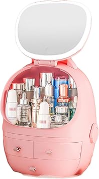 Amazon Co Jp メイクボックス 大容量 コスメボックス 女優ミラー 可愛い おしゃれ 化粧品 鏡 Led メイクミラー 太陽光 ボックス メイクケース 収納 スキンケア 防水 Pink Generic