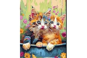 Newsight Paint by Numbers for Adults & Kids & Beginners DIY Acrylic Painting Gift Kits (Cat Couple, 20" Wx16 L)