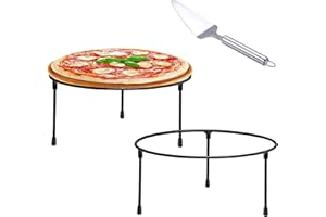 Uppcasir Pizza Stand, Pizza Rack for Table, 8 Inch Width, Pizza Tray Holder with Pizza Cutter, Tabletop Display Racks for Food Platter Tray-Metal Wire Display Stands for Home, Garden and Party, Set of 2