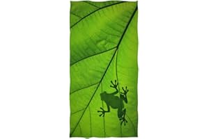 ZzWwR Tropical Fresh Frog Across Green Leaf Print Soft Highly Absorbent Guest Large Home Decorative Hand Towels Multipurpose for Bathroom, Hotel, Gym and Spa (16 x 30 Inches)