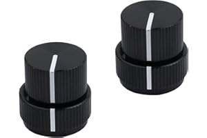Guyker Guitar Aluminum Alloy Dual Concentric Control Knobs - Dome Volume Tone Stacked Knob Replacement for Electric Guitar or Bass (black, 2 piece)