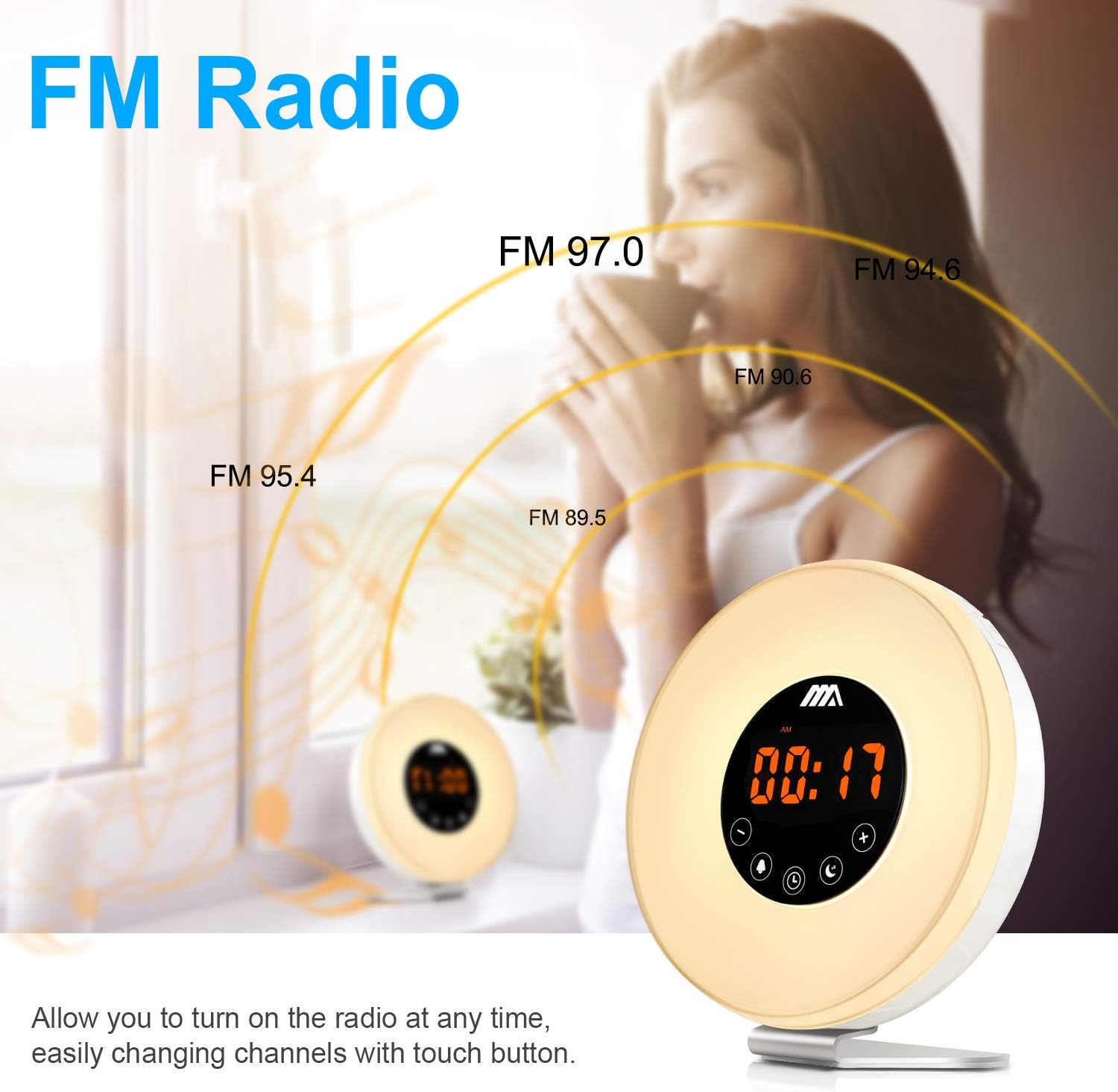 Multicolore Avec Sonneries Naturelles Simulation De Lever De Soleil Veilleuse De Nuit Ecran Tactile Fonction Radio Fm Lampe De Reveil Cadeau Ideal Pour Enfant Adoric Reveil Lumineux Bebe Luminaires Eclairage Lampes