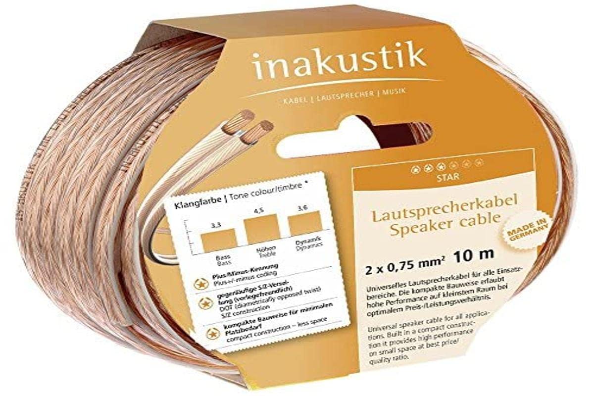 Inakustik 10m Star Speaker Cable Audio Cable Transparent – Audio Cables (10 m, Transparent)