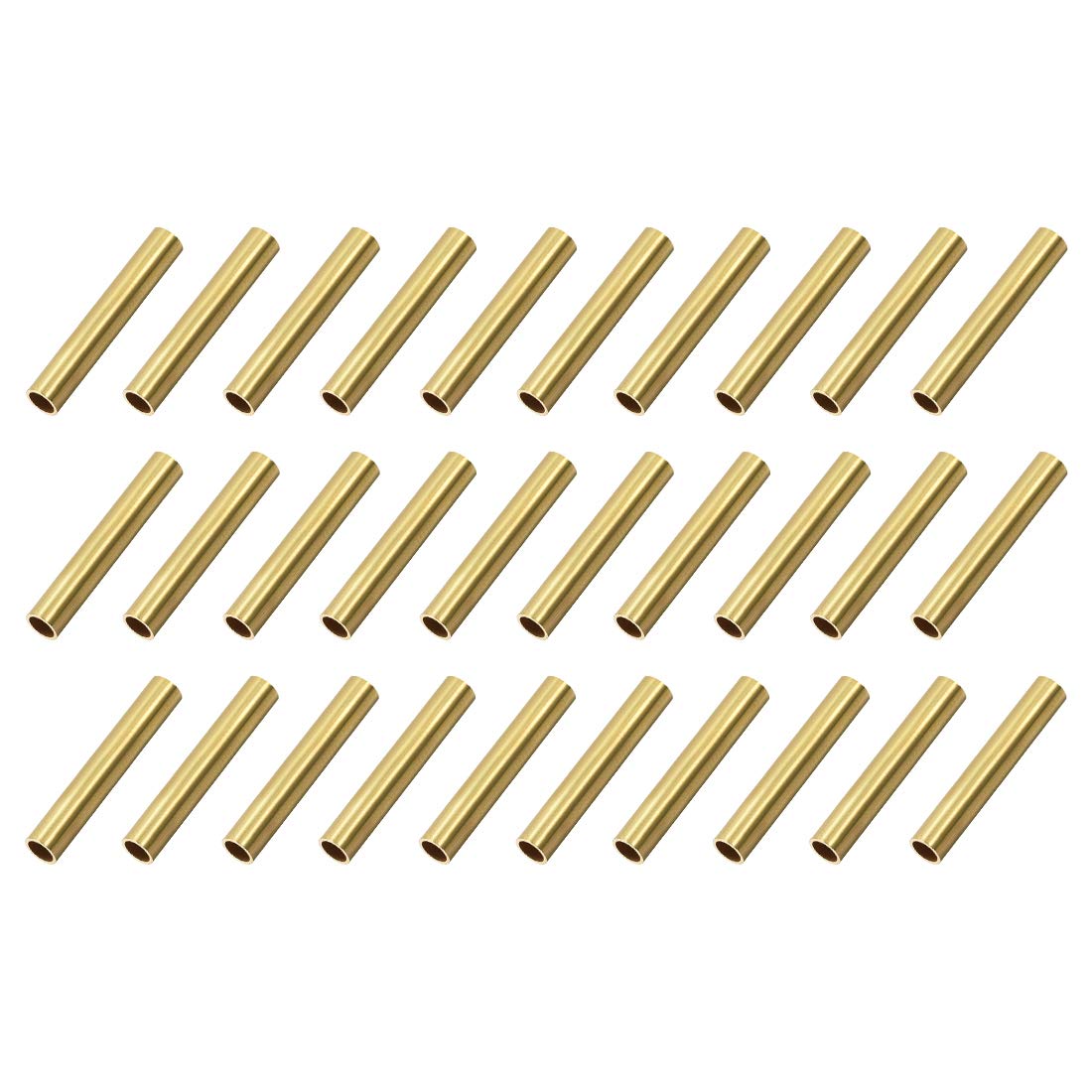 sourcing map Brass Round Tube, 5mm OD 0.5mm Wall Thickness 30mm Length Seamless Pipe Tubing for DIY Crafts 30 Pcs