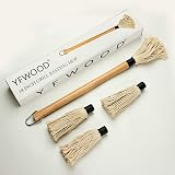YFWOOD 18 Inch Barbecue Basting Mop with 3 Replacement Heads Wooden Handle view 2