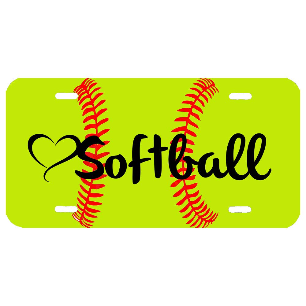 Cute Softball License Plate for your Car Girls Sports Heart Car