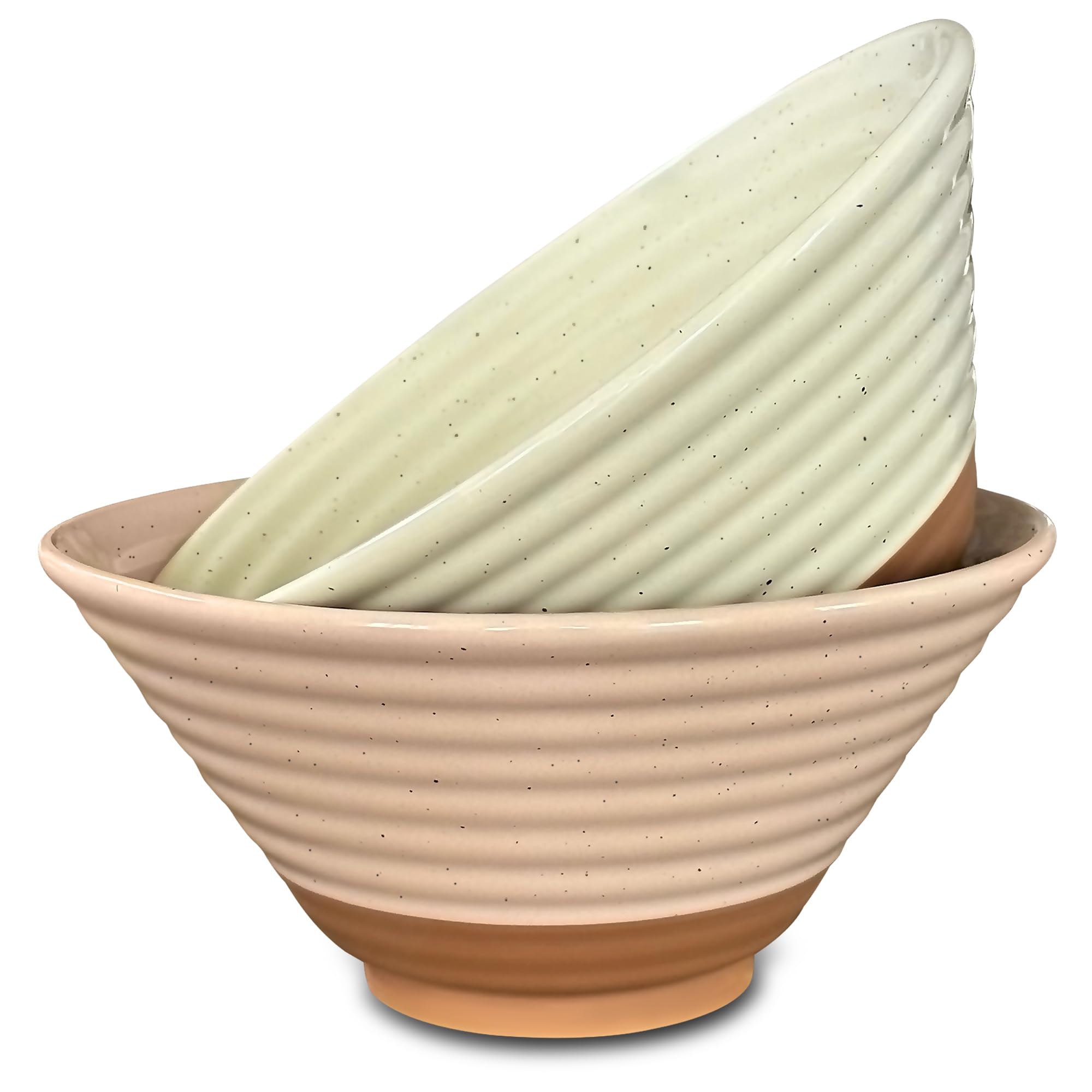 Photo 1 of Mora Ceramic Ramen Bowl Set of 2, 45oz - Great for Pho, Miso Udon Soup, Instant Noodles, Serving, Thai or Asian Food - Microwave Safe Large Japanese Noodle Bowls, Modern Kitchen - Assorted Neutrals