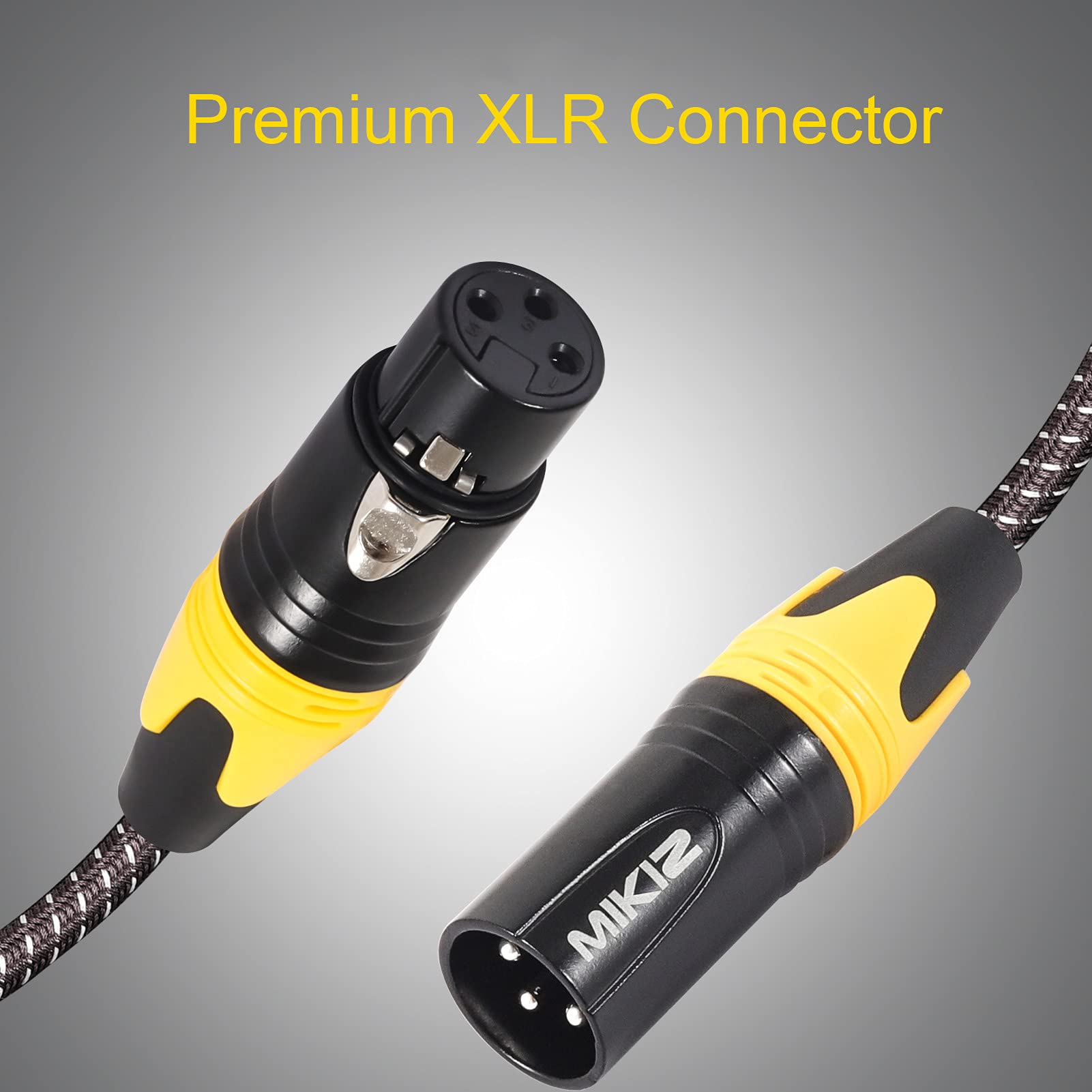 XLR Cables Braided 1.2 Ft Short 6 Packs 3 Pin XLR Jumpers Male to Female Patch Cables Balanced for Microphone Mic Zoom