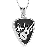 Oinsi Guitar Pick Urn Necklace for Ashes Cremation Jewelry Guitar Pendants Ashes Holder Memorial Necklace Cremation Jewelry for Human with Filling Kits