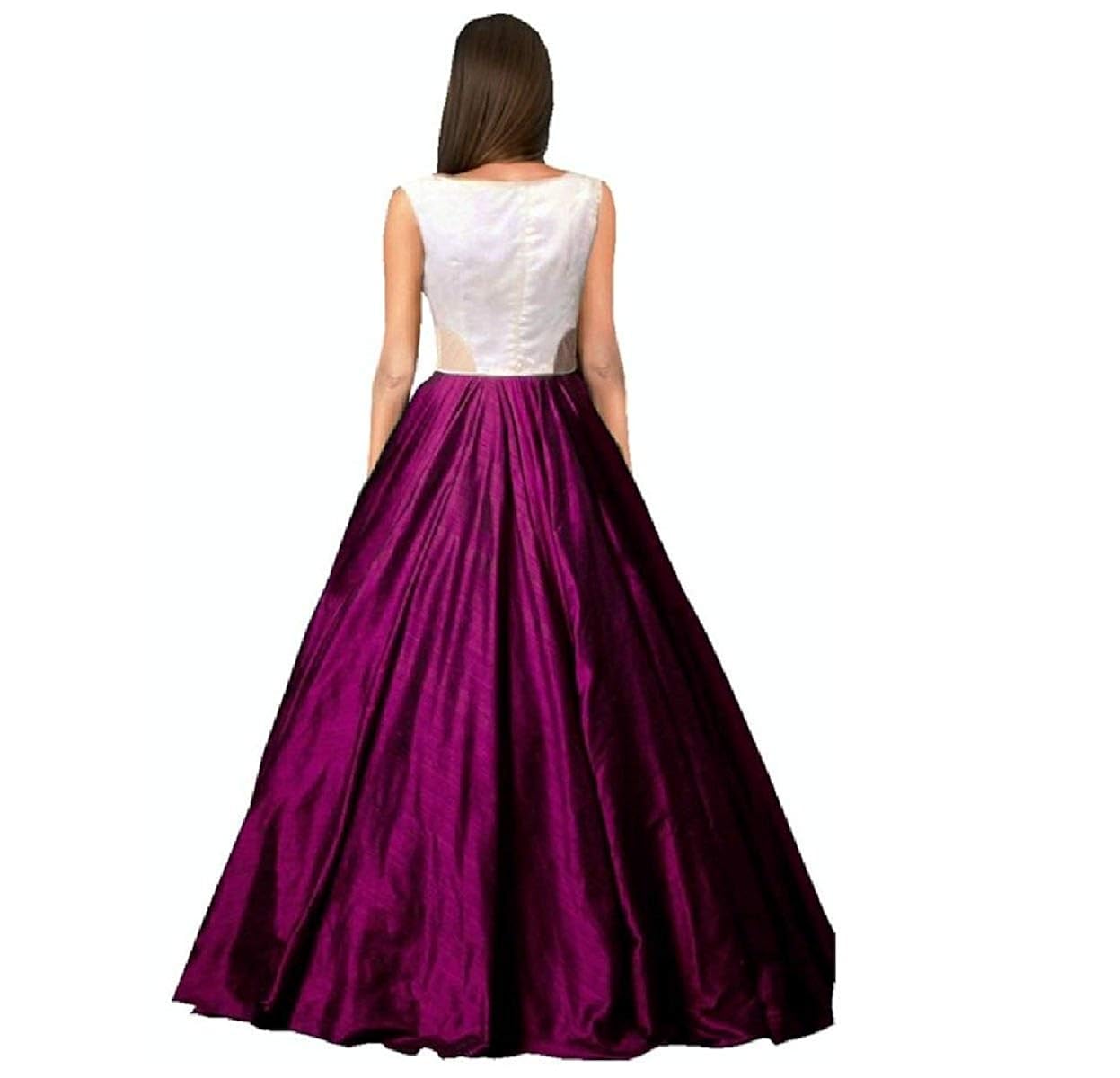 dr creation women's bangalore silk gown (sk1020_purple, free size)