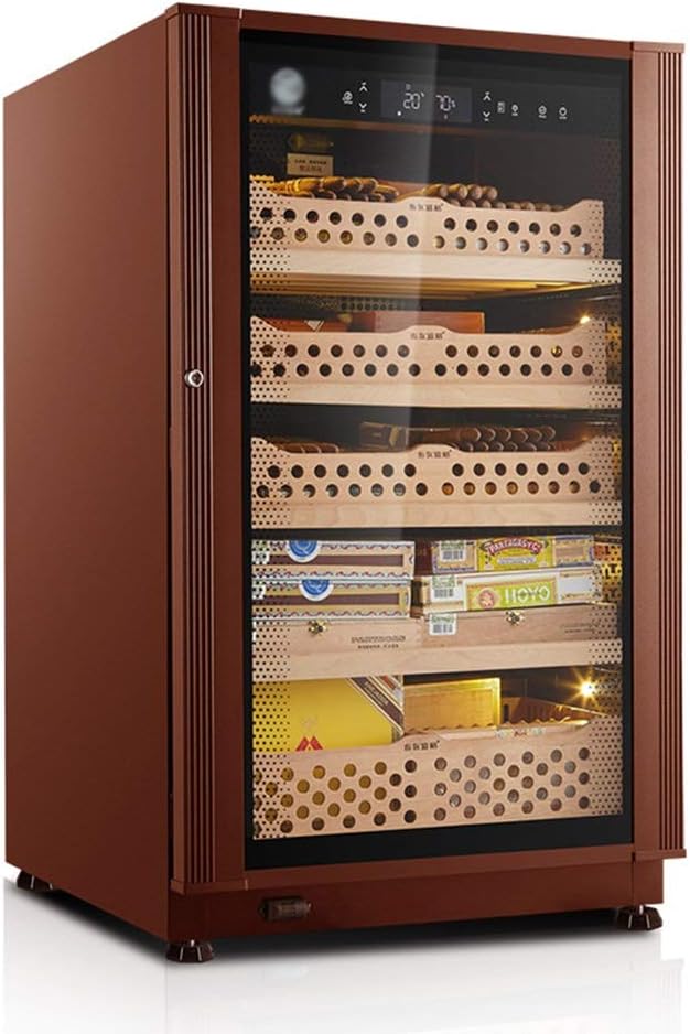 Humidors 1200 Cigar Thermoelectric Cigar Cooler Aluminum Alloy Electrophoresis Spanish Cedar Moisture Cabinet Adjustable Temperature Humidity Display Humidity (Color : Brown, Size : 68 * 70 * 118cm)