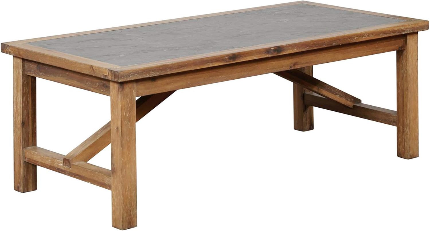 Benjara Bm197264 Rectangular Wood And Metal Coffee Table With Block Legs Brown And Gray Amazon Ca Home Kitchen