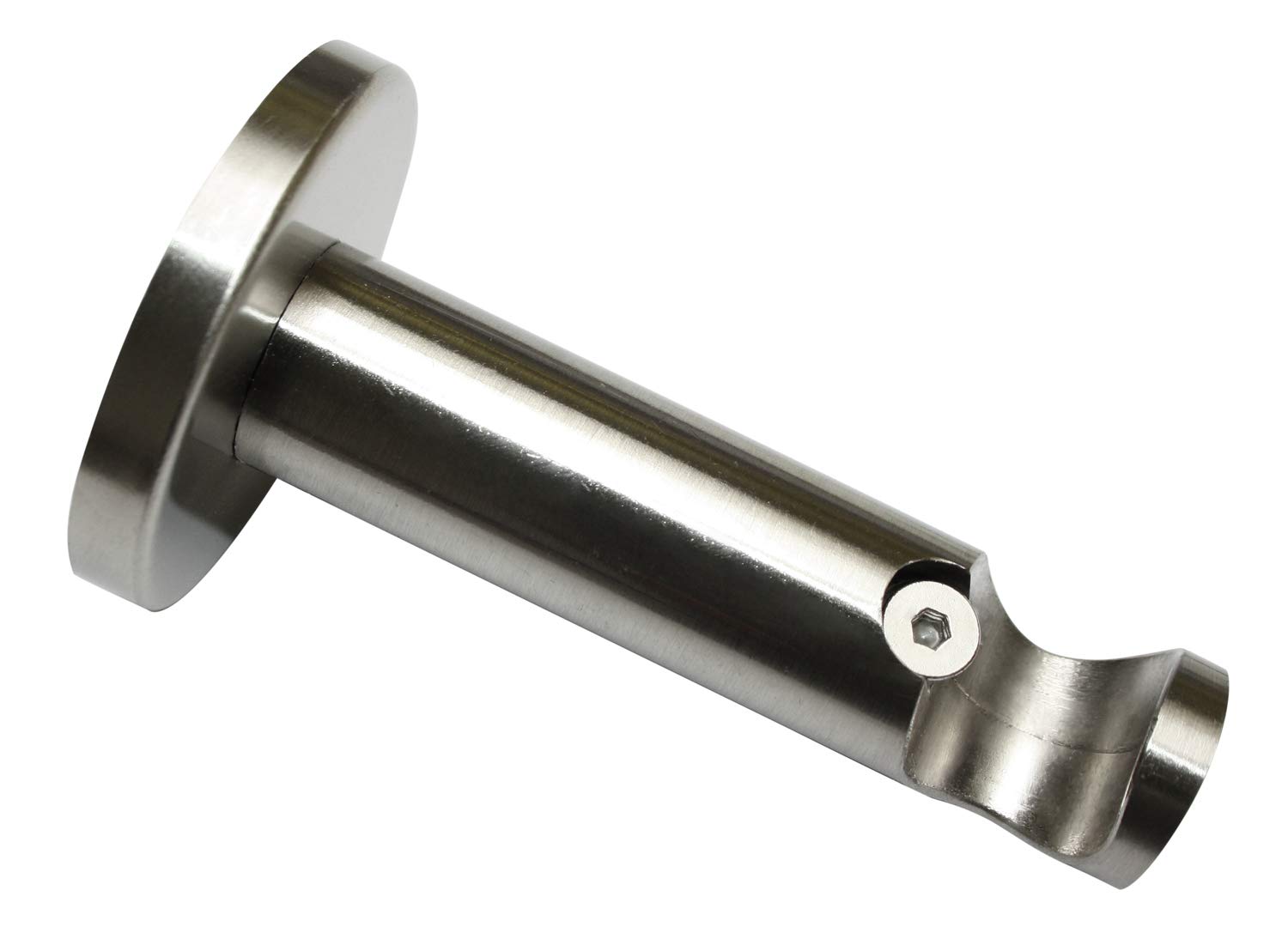 GARDINIA Support with metal mounting plate for curtain rod, 1-track, open, incl. all mounting parts, Chicago series, diameter 16 mm, stainless steel look