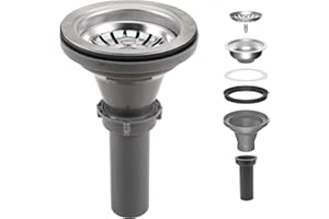 QruiLanTu 3-1/2 Inch Kitchen Sink Drain Assembly Kit Stainless Steel Sink Strainer Drain Basket Replacement with Sink Stopper