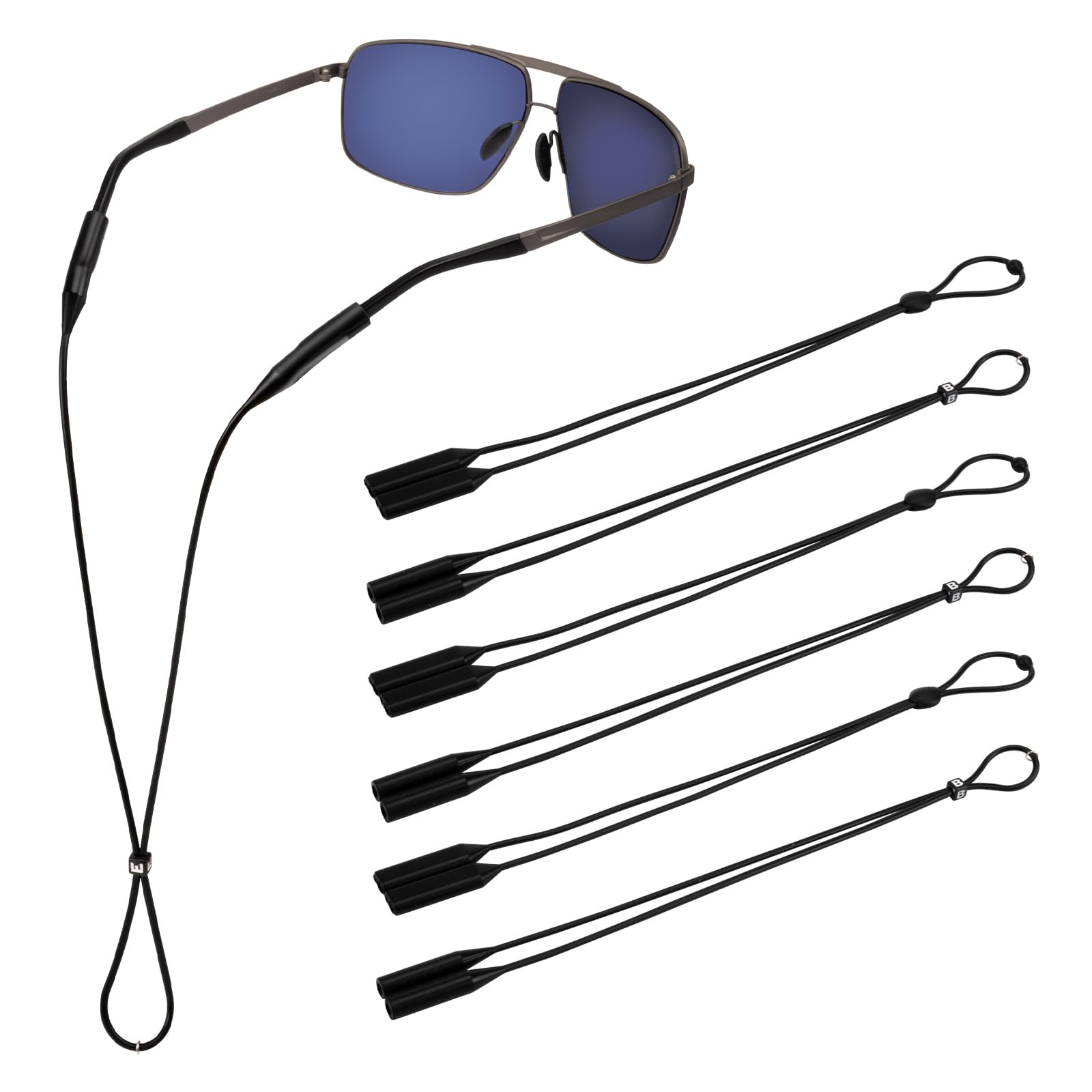 Photo 1 of Amrules 6Pcs Adjustable Glasses Straps Silicone Sport Sunglasses Holder Retainer Cord Around Neck Eyewear Accessories for Men, Women, Black