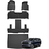 Floor Mats for Chevy Suburban & GMC Yukon XL 7 Seats 2021-2025 2026 All Weather Cargo Liner for Suburban Accessories Carpet TPE Heavy Duty Floor Mat (2nd Row Bucket Seats)
