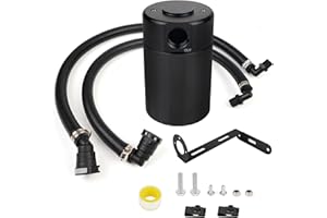 BHB Upgraded Baffled Oil Catch Can Oil Separator Kit Aluminum With NBR HOSE Compatible with Ford F-150 F150 2011-2023 Raptor 2017-2023 Expedition 2018-2021 3oz Black