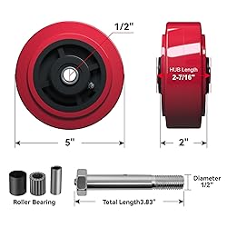 LONGRUNFORU 5 Inch Caster Wheels, Polyurethane on