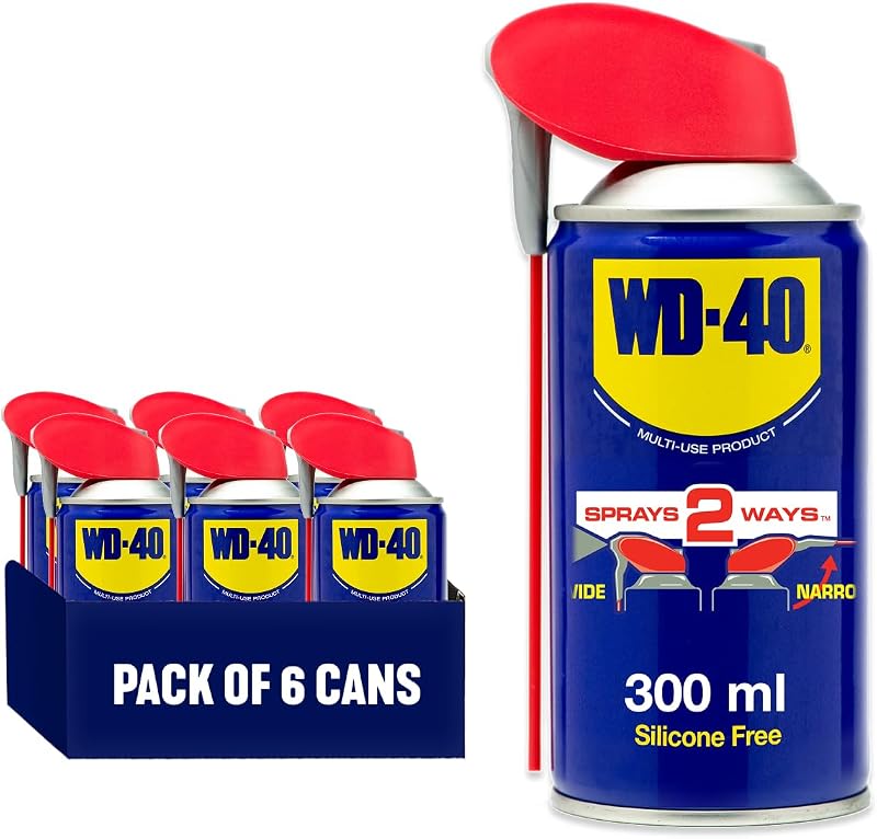 WD-40 Multi Use Lubricant Spray 300ml 6-Pack Smart Straw Precision Control