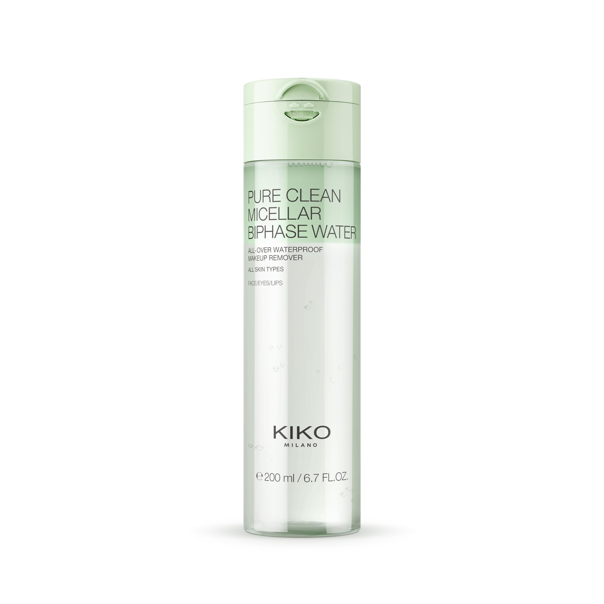 KIKO Milano Pure Clean Micellar Biphase Water, Cleansing Bi-Phase Micellar Water For The Face, Eyes And Lips