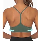 Comper Y Back Sports Bra for Women Low Impact Racerback Workout Bras Sexy Thin Straps Yoga Bras with Removable Pads