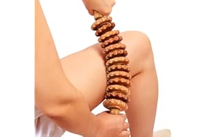 ONUEMP Cellulite Roller for Legs, Wood Therapy Massage Tools Maderoterapia Kit, Muscle Roller Stick Fascia Massager, Lymphatic Drainage & Body Sculpting for Thigh Butt Stomach Waist Back, Curved