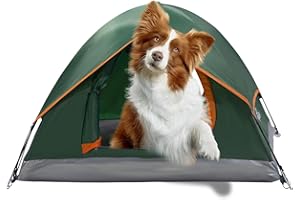 ASFANES Outdoor Waterproof Pet Camping Tent, Cave Bed for Indoor Cats and Small Dogs, Portable Cat House Dog House, 39.3x39.3x23.6'', Green, L.