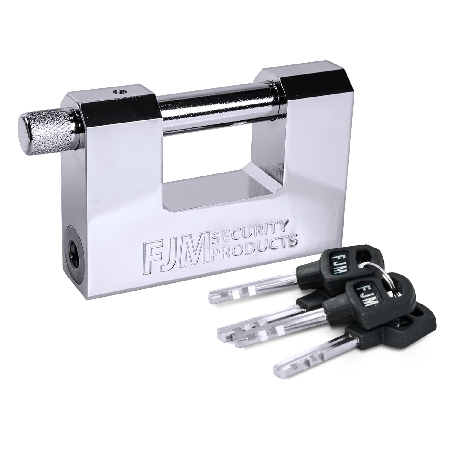 FJM SPSA80-KA D-Style High Security Padlock, Home Improvement Anti Theft Trailer Lock, Bike Lock, & Door Lock. Also for Outdoor Storage Shed, Includes Master Lock Set, Keyed Different, 3 1/8" (80mm)