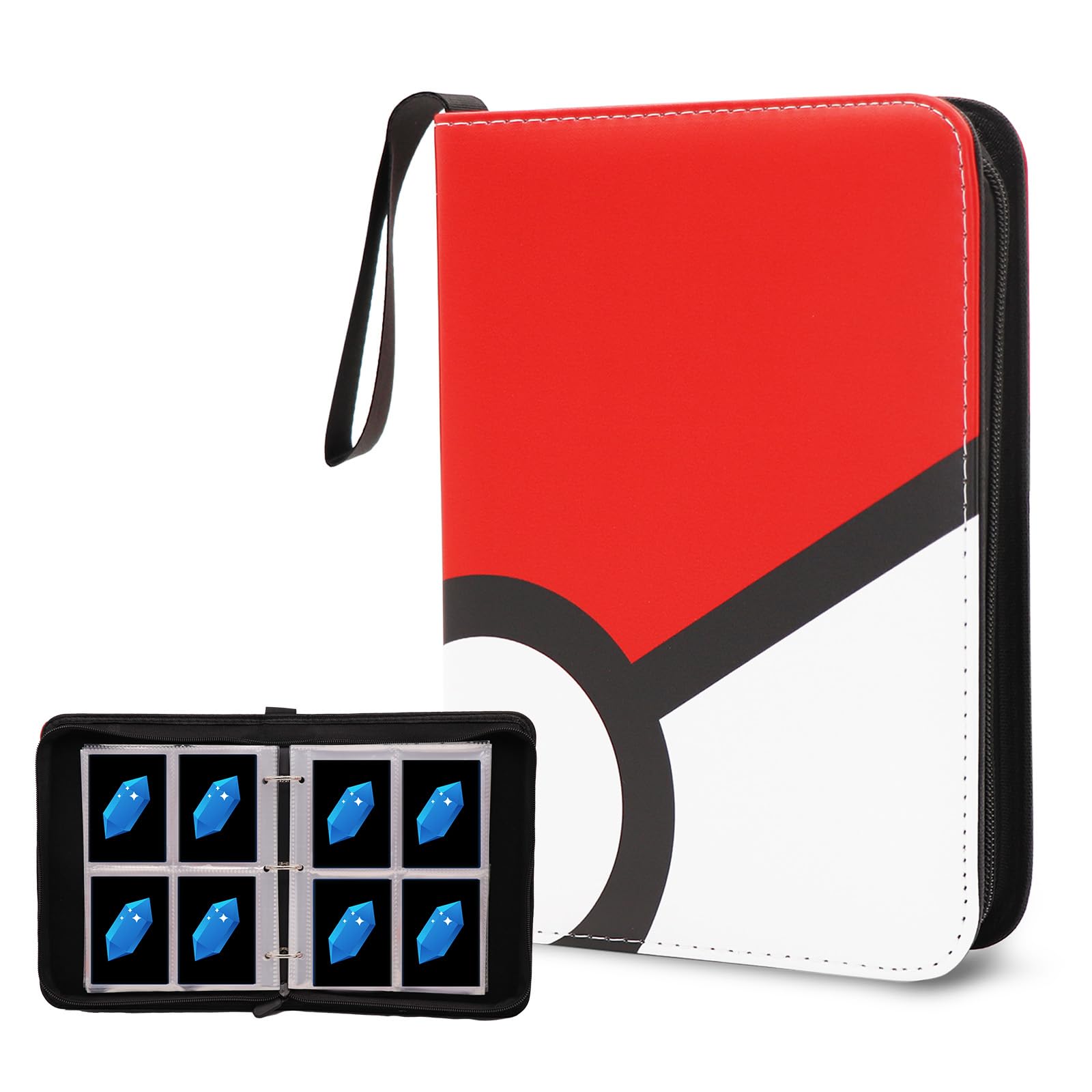 Photo 1 of Card Binder 4-Pocket, 400 Pockets Fashion Design Trading Card Holder for Premium Card Book Sturdy Card Holder (Red, 400 Card)