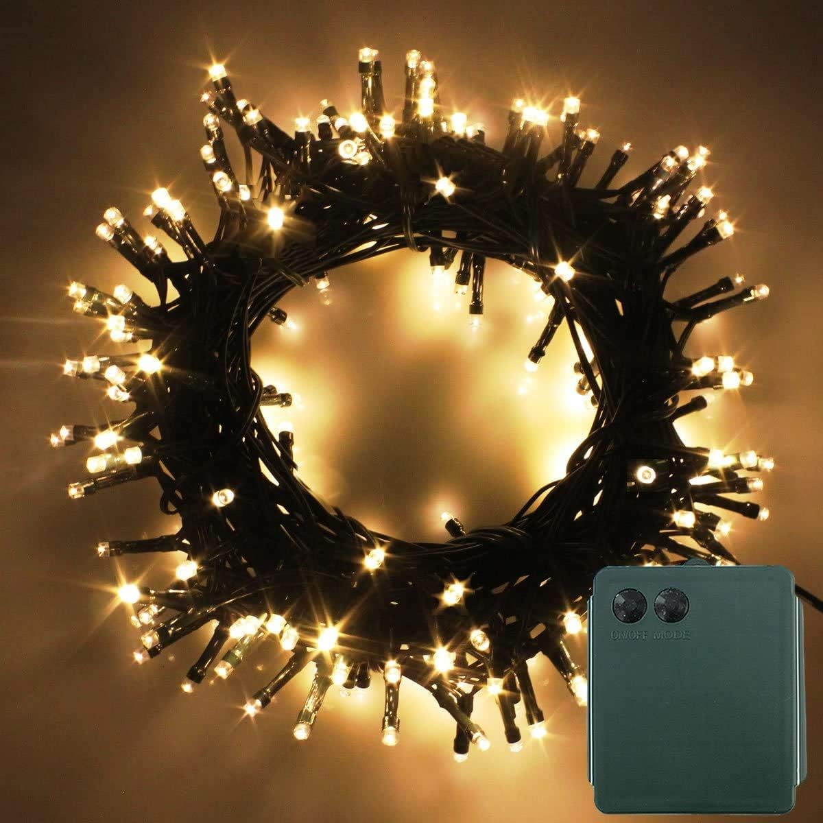 YOSION LED Battery Power Operated Dark Green Cable String Fairy Lights Christmas Xmas Garden Party Wedding Decoration (Warm White - Image 3