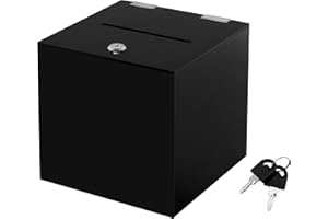 CiaoHER Acrylic Black Donation Box, Ballot Suggestion Box Money Storage Square Container for Voting, Charity, Ballot, Contest, Suggestions (8x8x8 inches)