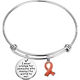 POTIY Orange Awareness Ribbon Charm Bracelet Kidney Cancer Leukemia Multiple Sclerosis Awareness Jewelry Cause Ribbon Inspirational Bracelet for Women