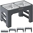 URPOWER Elevated Dog Bowls 4 Height Adjustable Raised Dog Bowl with 2 Large Capacity Stainless Steel Dog Food Bowls and Dog Water Bowl Non-Slip Dog Bowl Stand for Small Medium Large Dogs and Pets