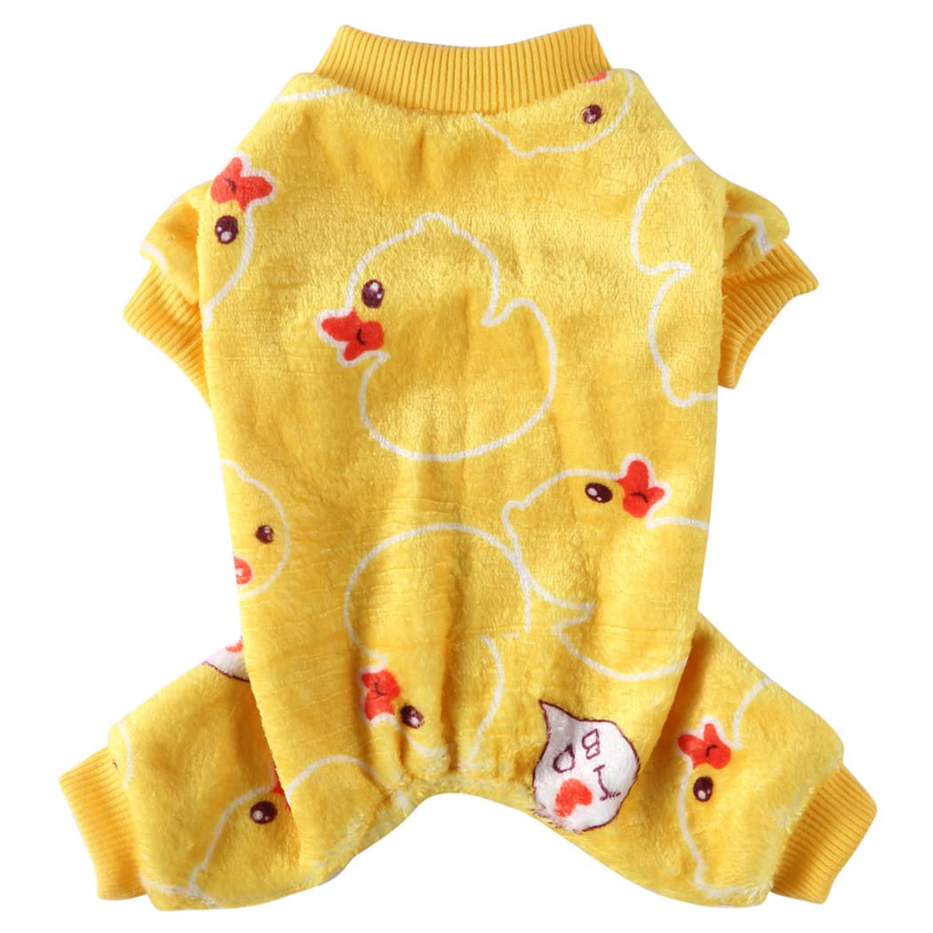 XIAOYU Cute Duck Coral Fleece Pet Clothes Dog Hoodie Coat Sweatshirts Soft Pajamas Winter Clothes(M)
