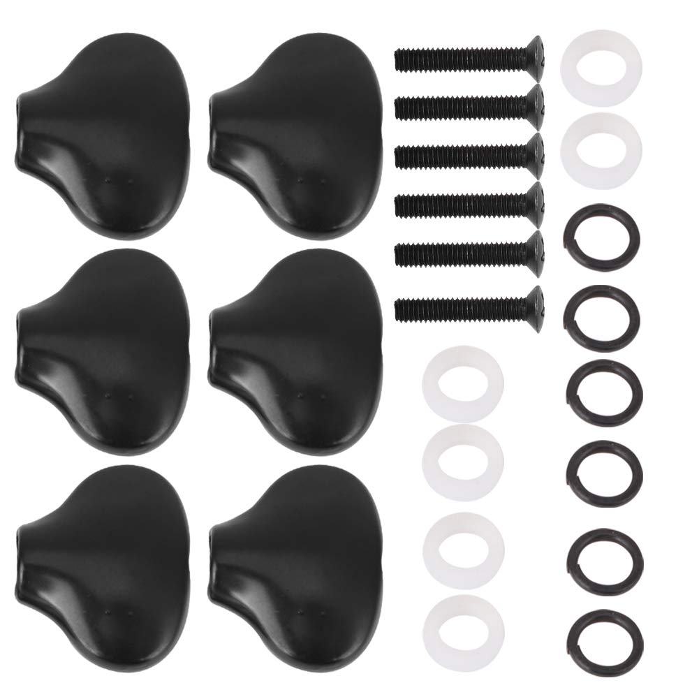 Dilwe Tuning Peg Cap, Zinc Alloy Tuning Peg Cap Ukulele Knob Handle Small Fish Tail Shape Guitar Shaft Buckle(Black