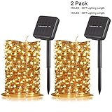 NIOSTA Decorative Solar String Lights,55Ft Outdoor Solar Copper Wire Lights with 150LED Waterproof Starry Lights,Twinkle Fairy Solar Rope Lights for Wedding,Lawn, Christmas Tree, Party (2-Pack)