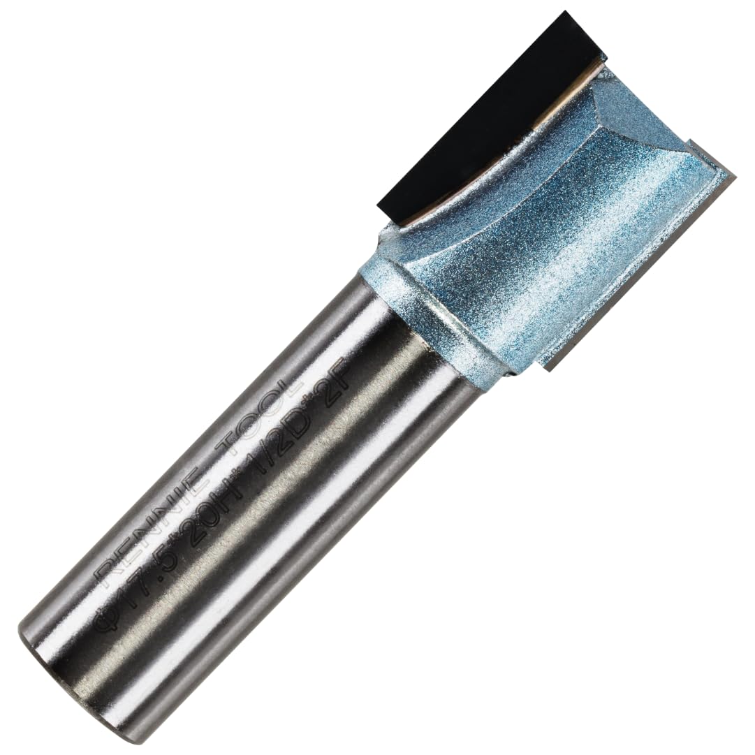 Rennie Tools - 17.5mm (11/16") Cutting Diameter x 20mm Flute x 1/2" Shank TCT Tipped 2 Flute Straight Router Cutter Bit. Compatible With Makita Trend Festool Hikoki Dewalt Router Etc 17.5mm Router Bit