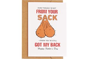 CJ&M Gifts for Stepdad Step father Father in Law Bonus Dad - Even Though I'm Not From Your Sack Funny Stepdad Card - Father's Day Card for Step dad from Stepdaughter Stepson,Stepfather Card